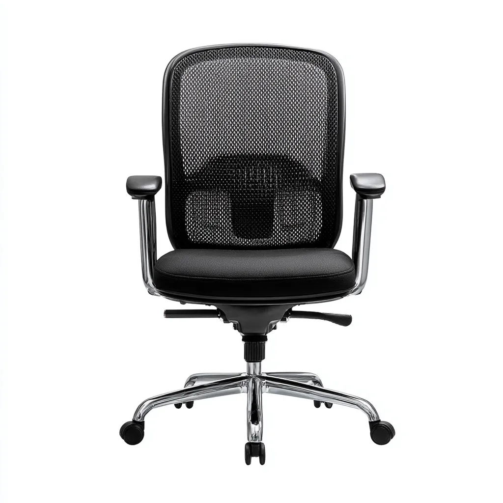 Bürostuhl aus Mesh und Metall 65x65x110 cm - schwarz - ergonomisches Design - mit Rollen-Warmthena