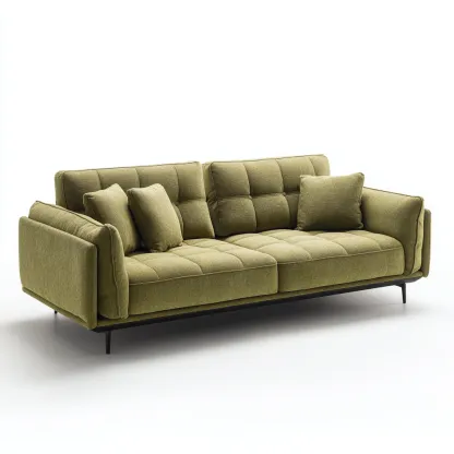 Gerades Sofa aus Stoff 190x85x85 cm - olivgrün - modernes Design mit Metallrahmen-Warmthena