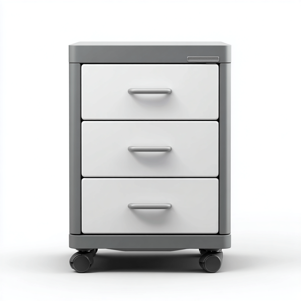 Aktenschrank aus Metall und Kunststoff 45x40x65 cm - grau-weiß - 3 Schubladen - mit Rollen - modernes Design-Warmthena