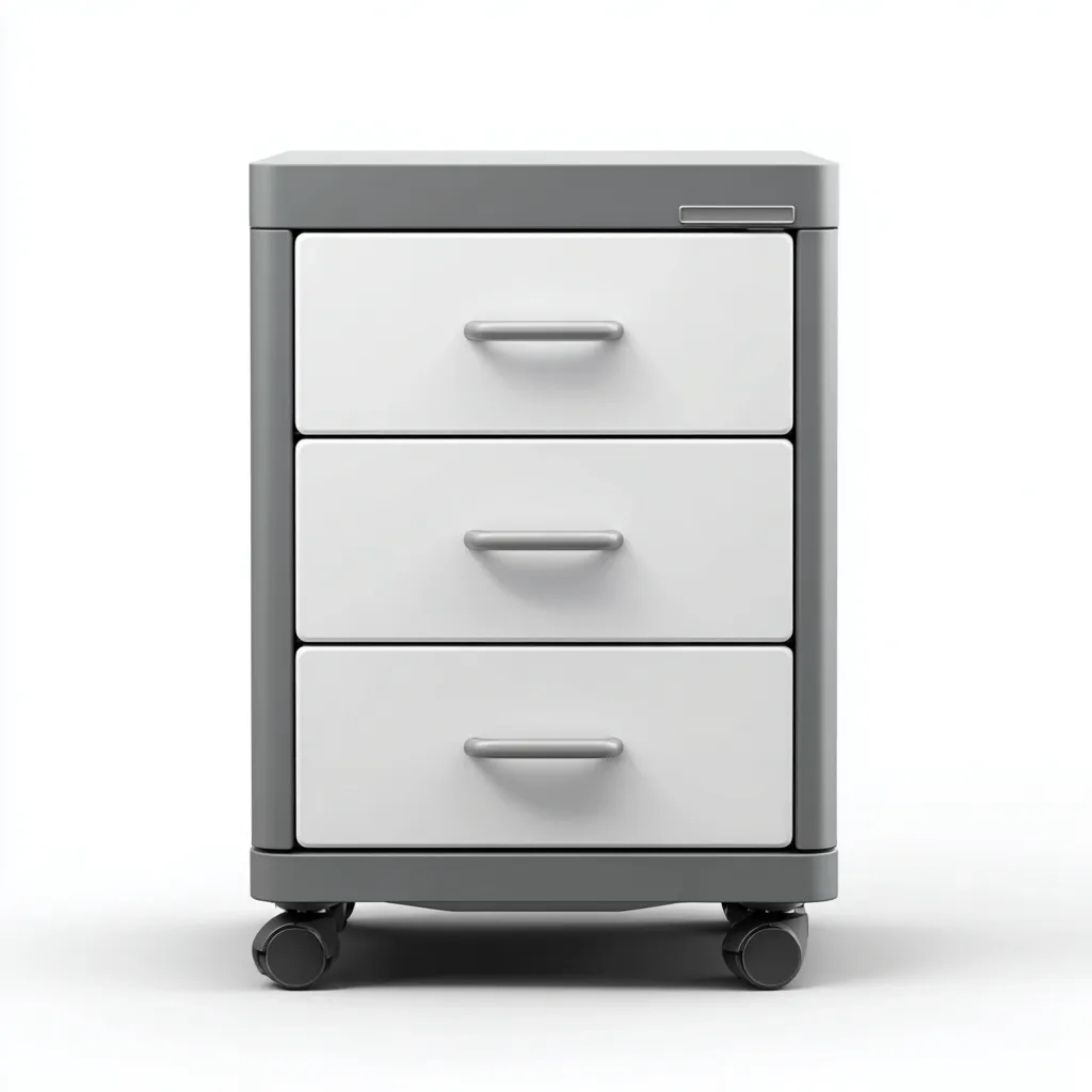 Aktenschrank aus Metall und Kunststoff 45x40x65 cm - grau-weiß - 3 Schubladen - mit Rollen - modernes Design-Warmthena