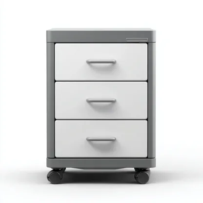 Aktenschrank aus Metall und Kunststoff 45x40x65 cm - grau-weiß - 3 Schubladen - mit Rollen - modernes Design-Warmthena