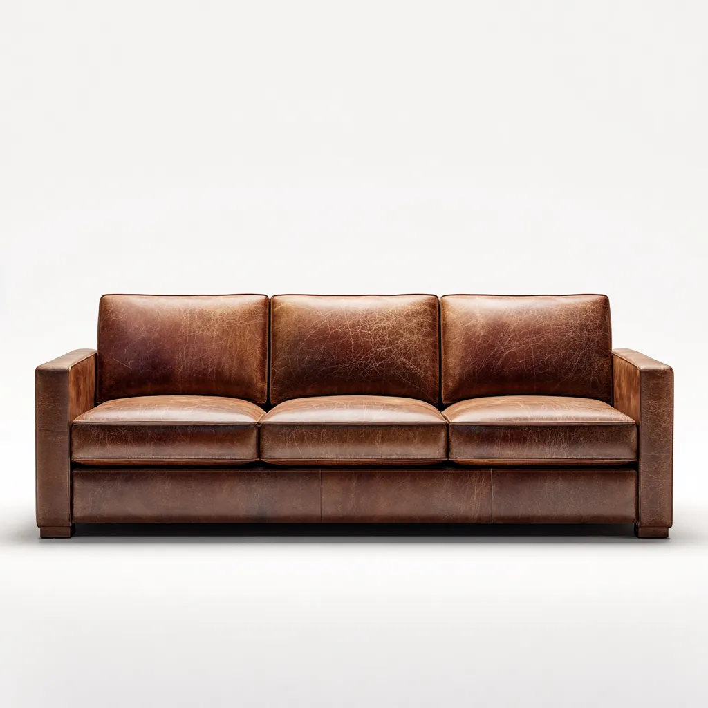 Gerades Sofa aus Echtleder 210x90x85 cm - braun - modernes Design mit klaren Linien-Warmthena