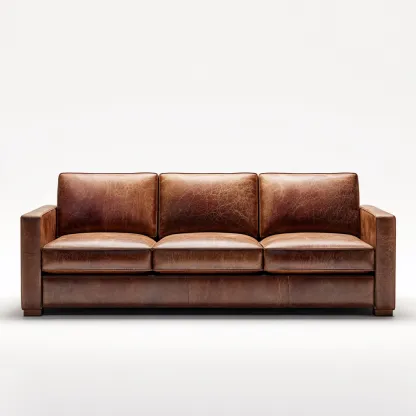 Gerades Sofa aus Echtleder 210x90x85 cm - braun - modernes Design mit klaren Linien-Warmthena