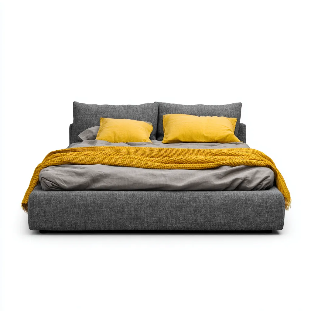 Doppelbett aus Stoff 180x200x95 cm - Dunkelgrau - Modernes Design mit gepolstertem Kopfteil-Warmthena