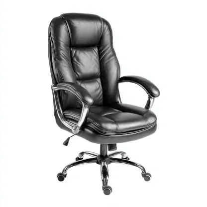 Bürostuhl 68x65x115 cm - Echtleder und Metall - Schwarz - ergonomisch und drehbar mit Armlehnen-Warmthena