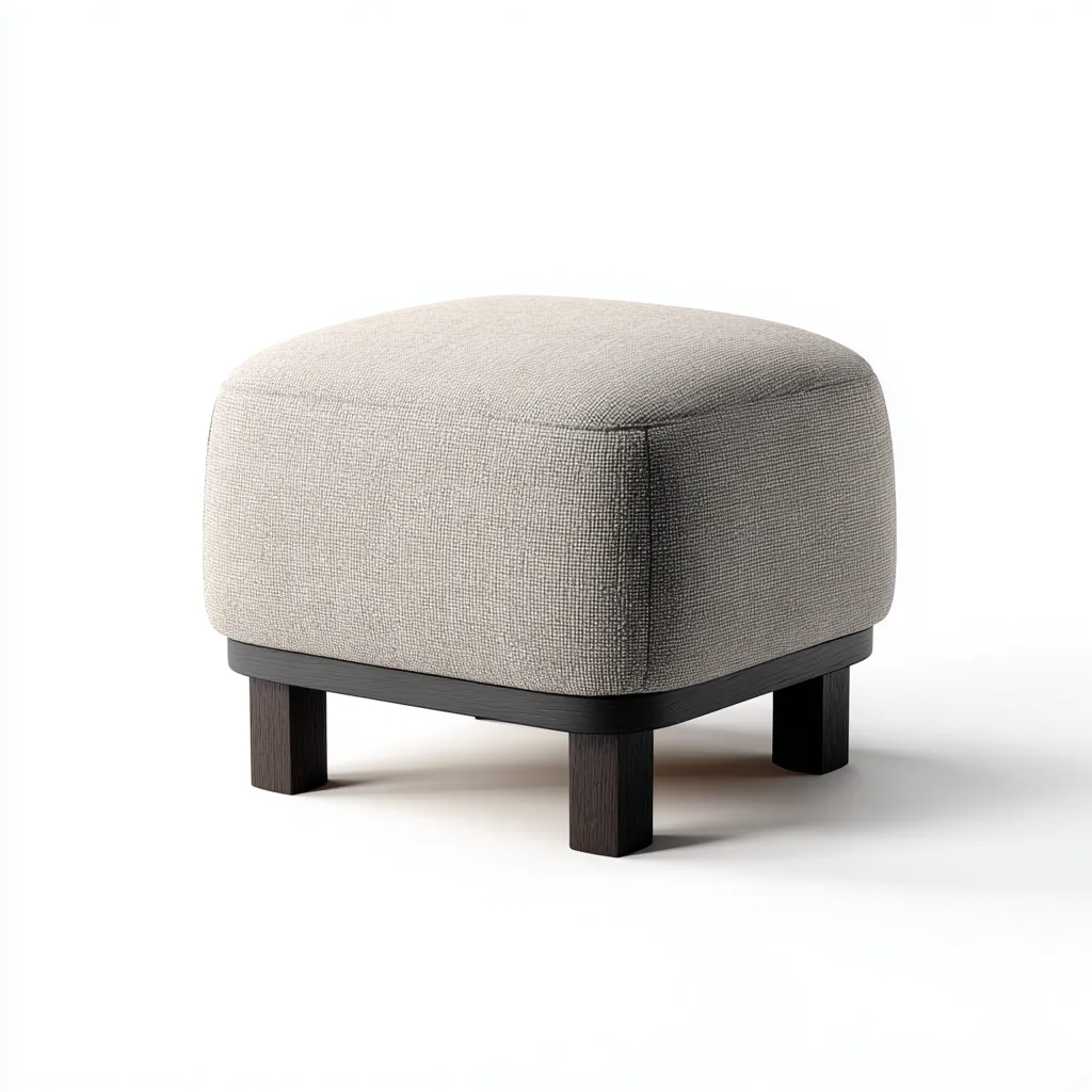 Fußhocker - Stoffbezug mit Holzgestell - 55x55x45 cm - Beige-Dunkelbraun - Modernes minimalistisches Design-Warmthena