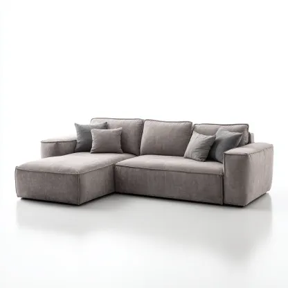 Ecksofa Stoff 270x165x90 cm - hellgrau - modern - mit breiten Armlehnen und weichen Rückenkissen-Warmthena