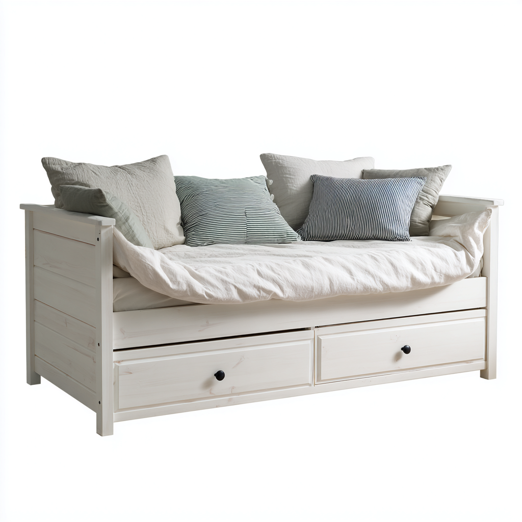 Schlafsofa Holz 200x95x90 cm - Weiß - Mit Stauraum-Warmthena