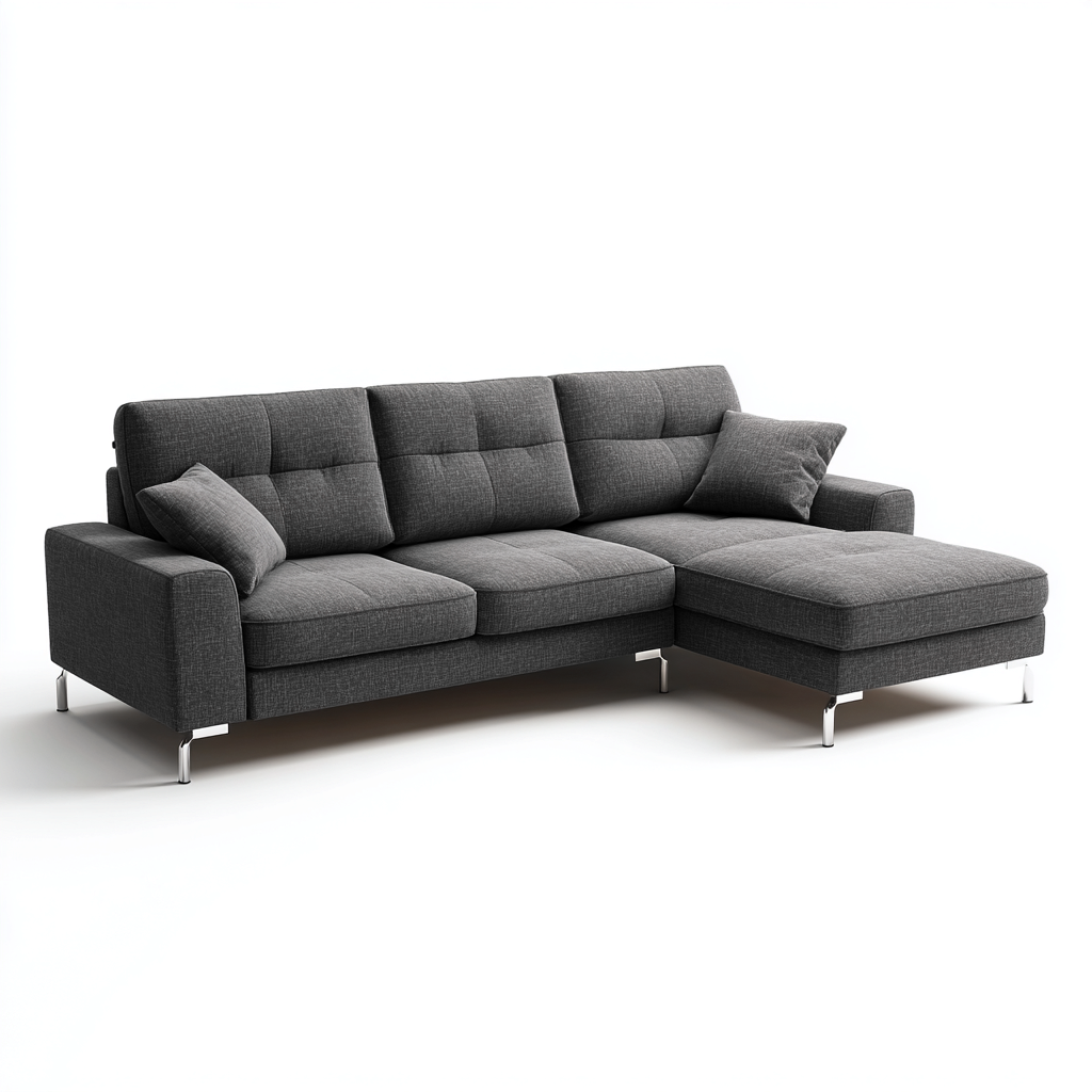 Ecksofa Stoff 270x175x85 cm - Dunkelgrau - Modernes Design mit Metallfüßen-Warmthena