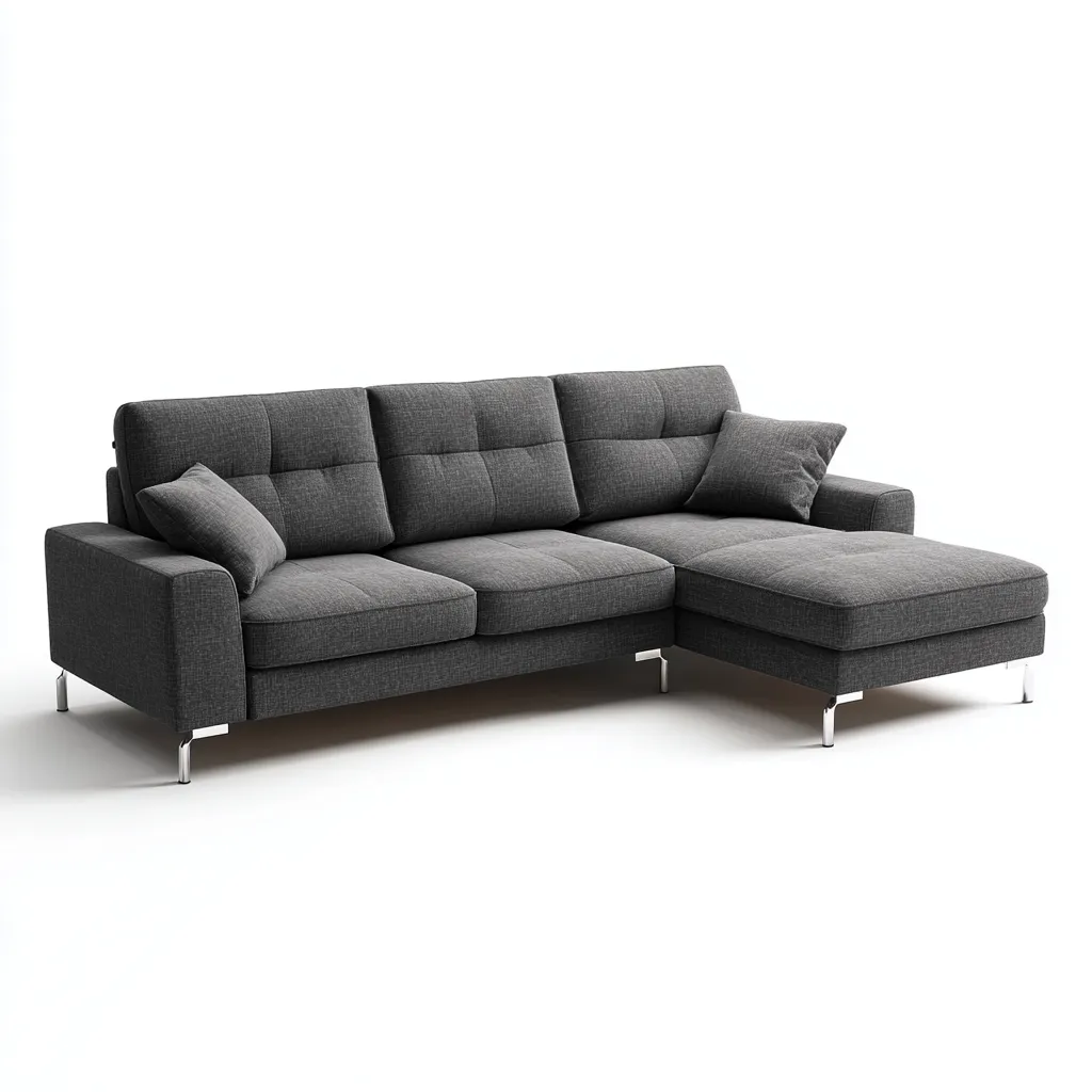 Ecksofa Stoff 270x175x85 cm - Dunkelgrau - Modernes Design mit Metallfüßen-Warmthena