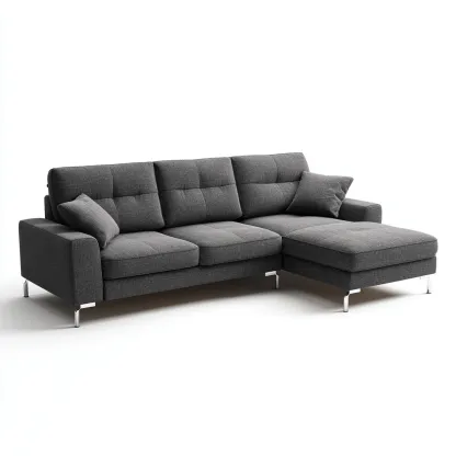 Ecksofa Stoff 270x175x85 cm - Dunkelgrau - Modernes Design mit Metallfüßen-Warmthena