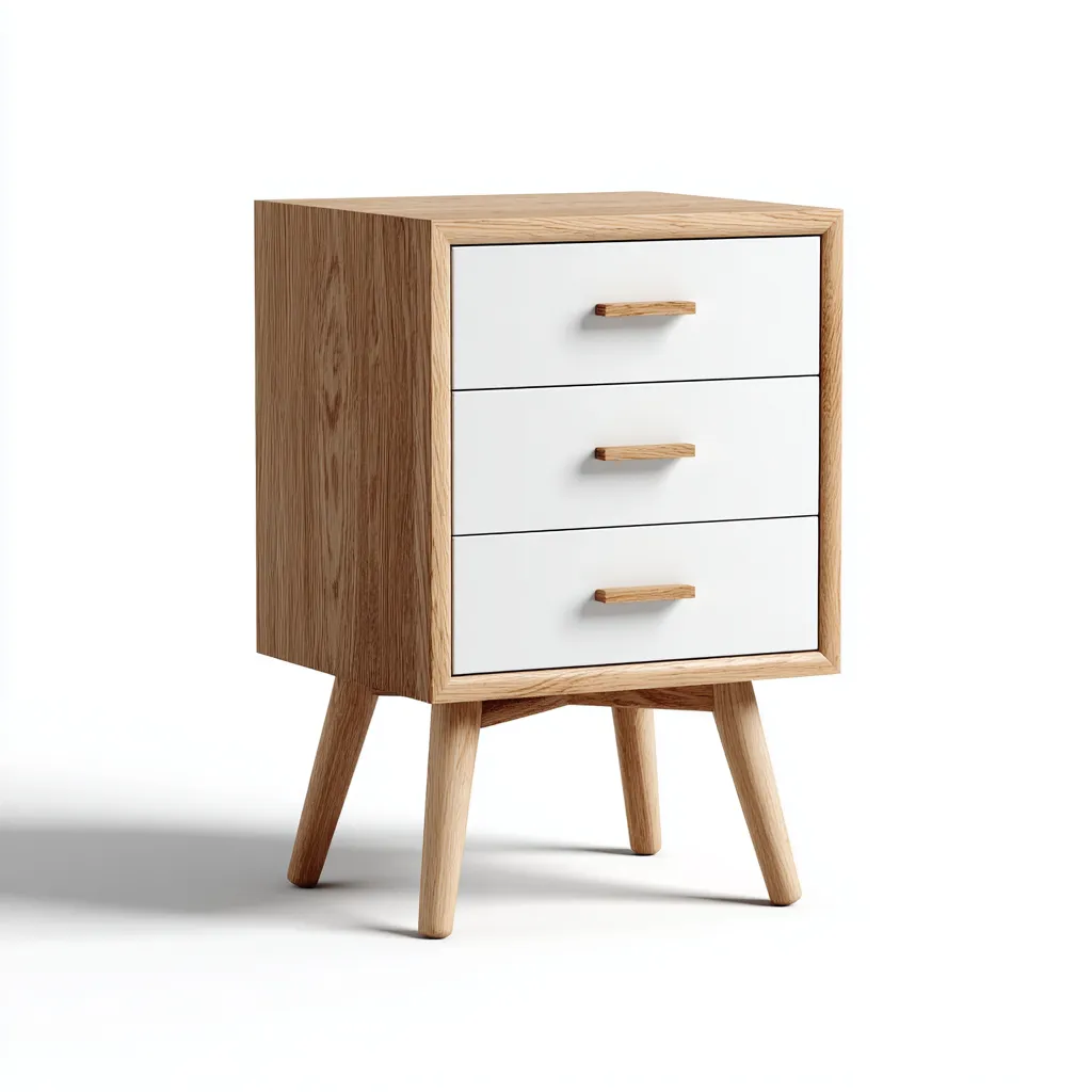 Aktenschrank aus Holz mit 3 Schubladen - 45x40x70 cm - Weiß-Natur - Skandinavischer Stil-Warmthena