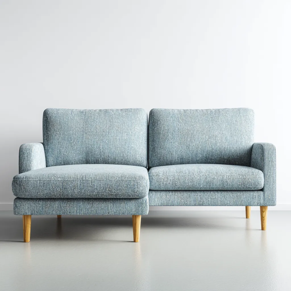 Ecksofa Stoff 235x150x90 cm - hellblau-natur - skandinavisch - mit Holzbeinen und bequemer Polsterung-Warmthena