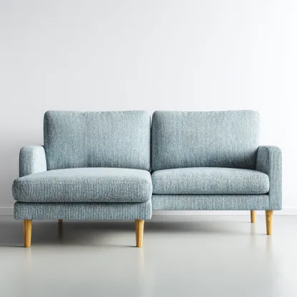 Ecksofa Stoff 235x150x90 cm - hellblau-natur - skandinavisch - mit Holzbeinen und bequemer Polsterung-Warmthena