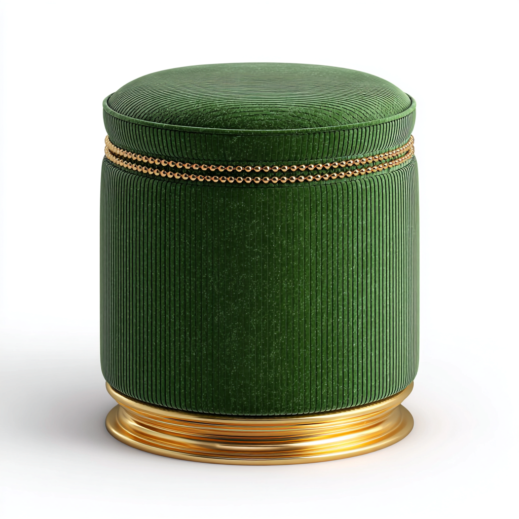 Fußhocker aus Samt 40x40x45 cm - smaragdgrün - elegantes Design mit goldener Basis-Warmthena