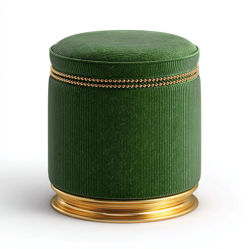 Fußhocker aus Samt 40x40x45 cm - smaragdgrün - elegantes Design mit goldener Basis-Warmthena