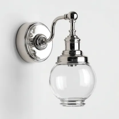 Wandleuchte 18x22x30 cm - Glas und Metall - silber - klassisches Design mit rundem Schirm-Warmthena