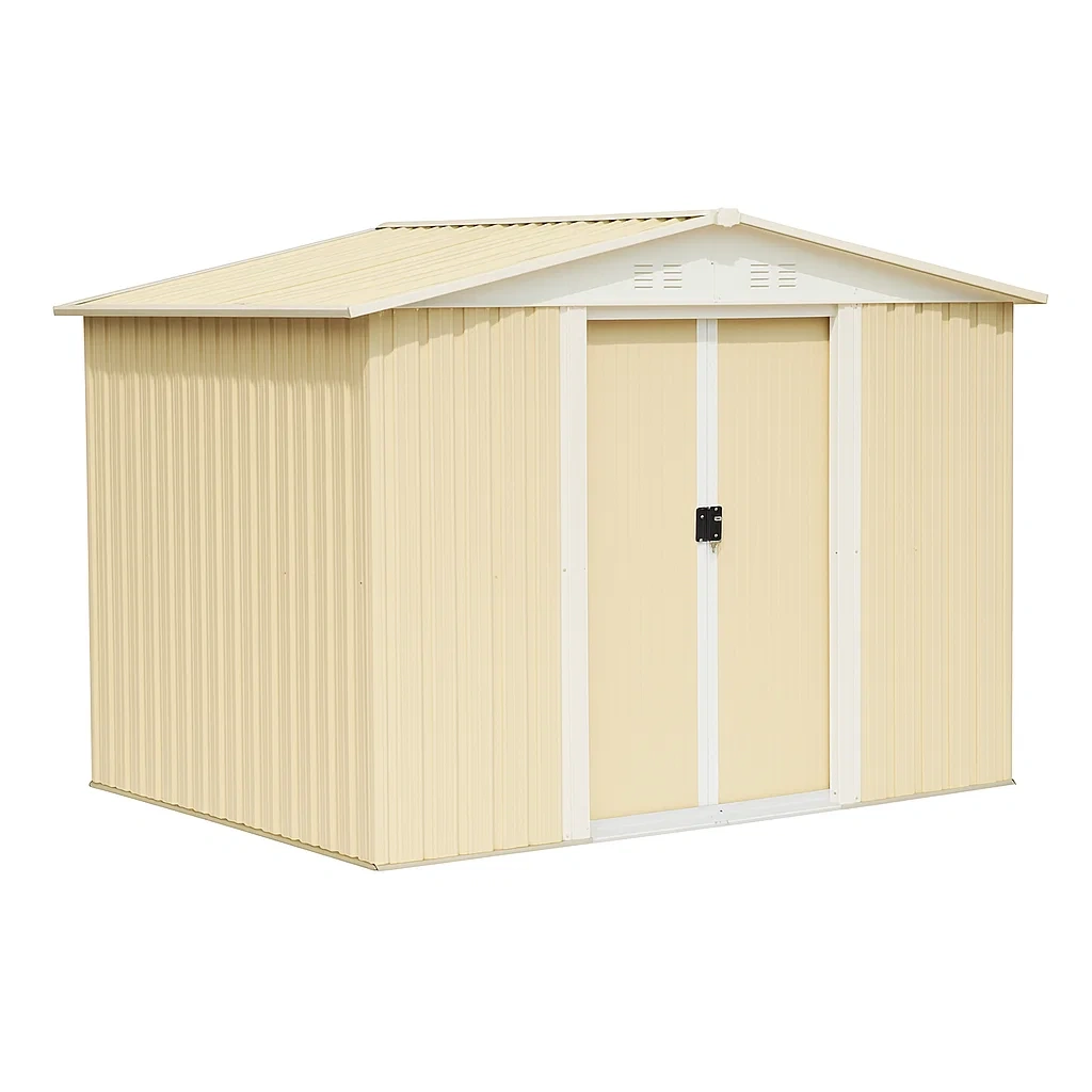Abri de jardin en acier galvanisé beige 213×127×185 cm
