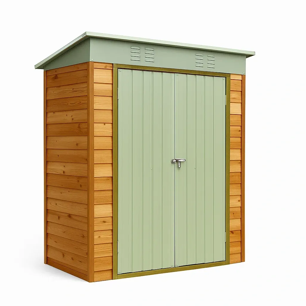 Abri de jardin en métal et bois vert naturel 213×130×198 cm