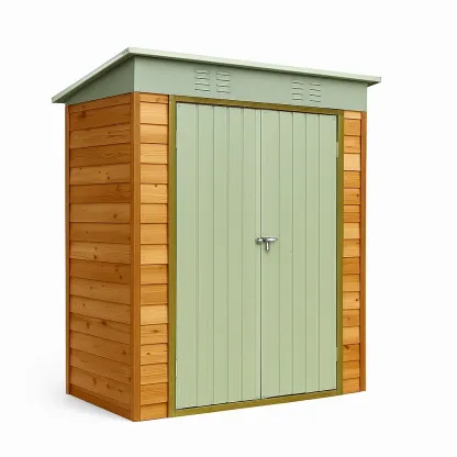 Abri de jardin en métal et bois vert naturel 213×130×198 cm