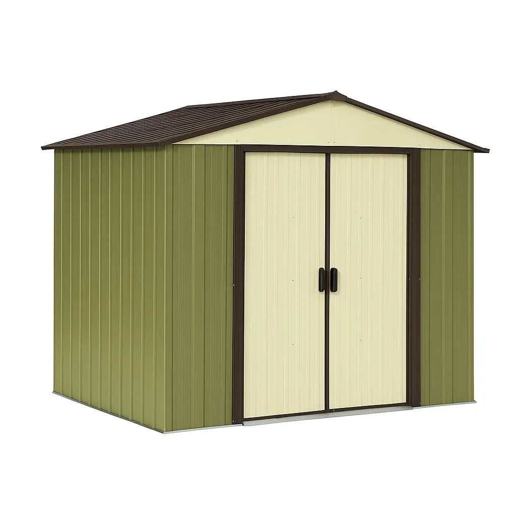 Abri de jardin en acier vert et beige 213×127×185 cm