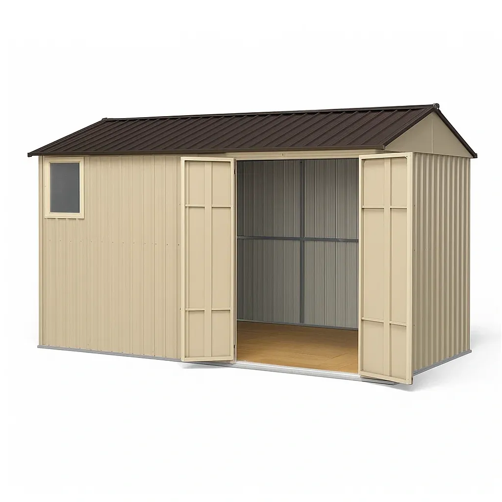 Abri de jardin en métal beige/marron 377×319×206 cm