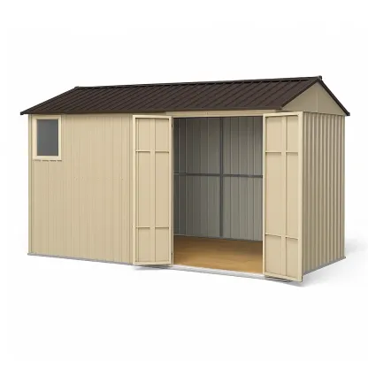 Abri de jardin en métal beige/marron 377×319×206 cm