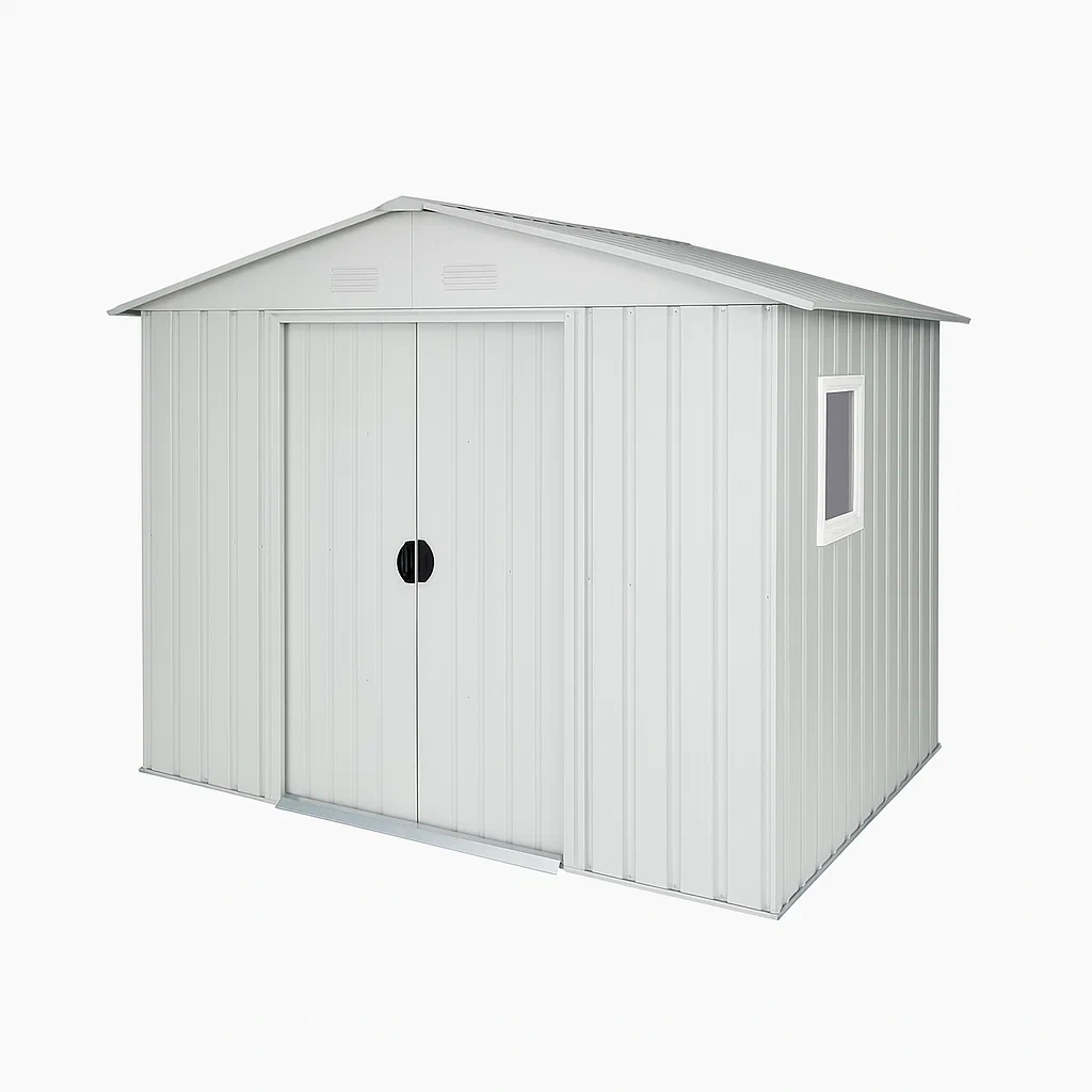 Abri de jardin galvanisé gris à double porte 213×127×185 cm