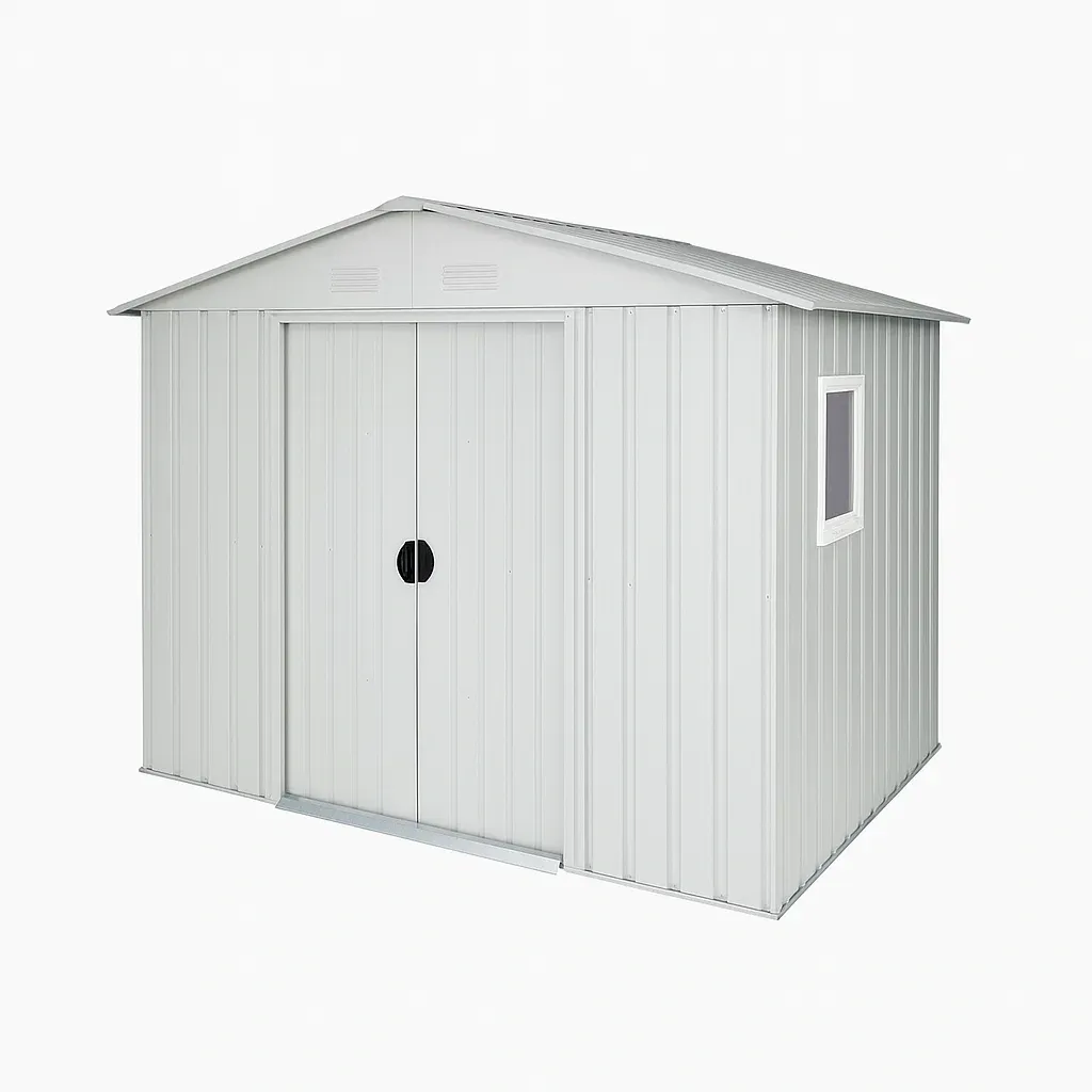 Abri de jardin galvanisé gris à double porte 213×127×185 cm