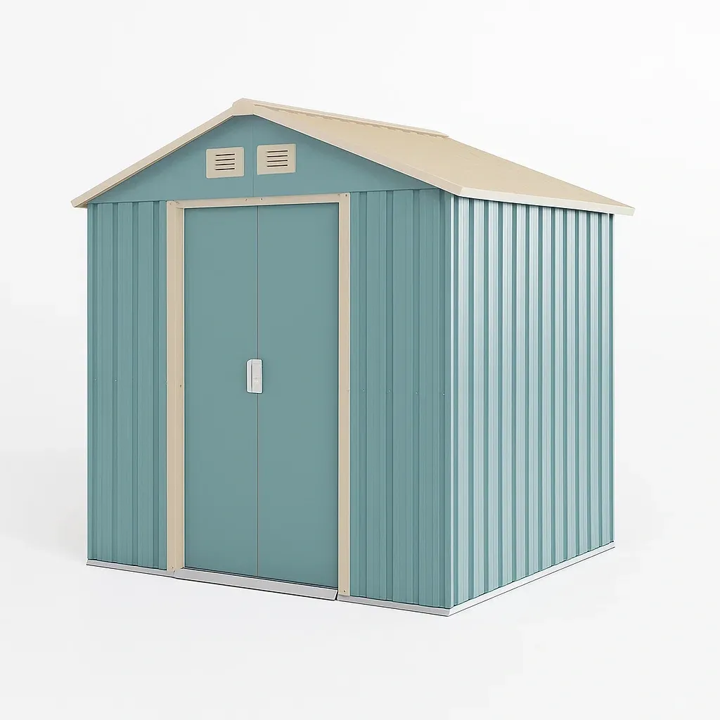 Abri de jardin en métal galvanisé vert crème