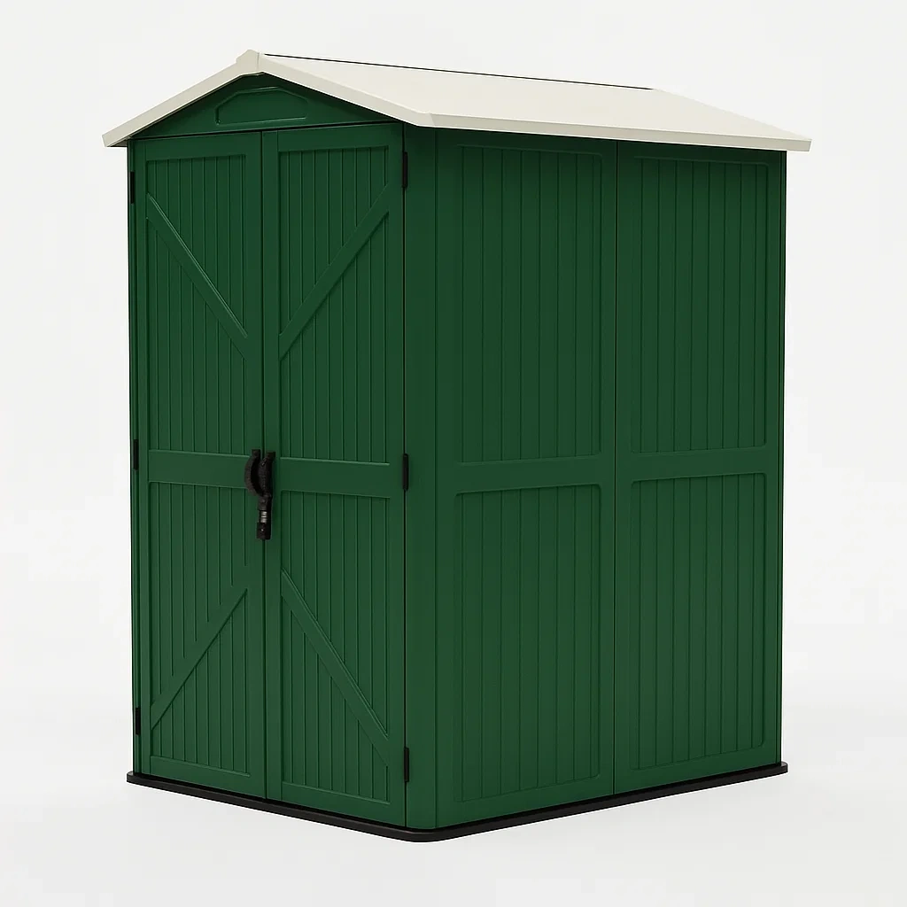 Abri de jardin en plastique vert avec toit blanc