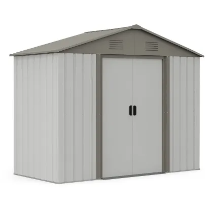 Abri de jardin en acier galvanisé gris 213×127×185 cm
