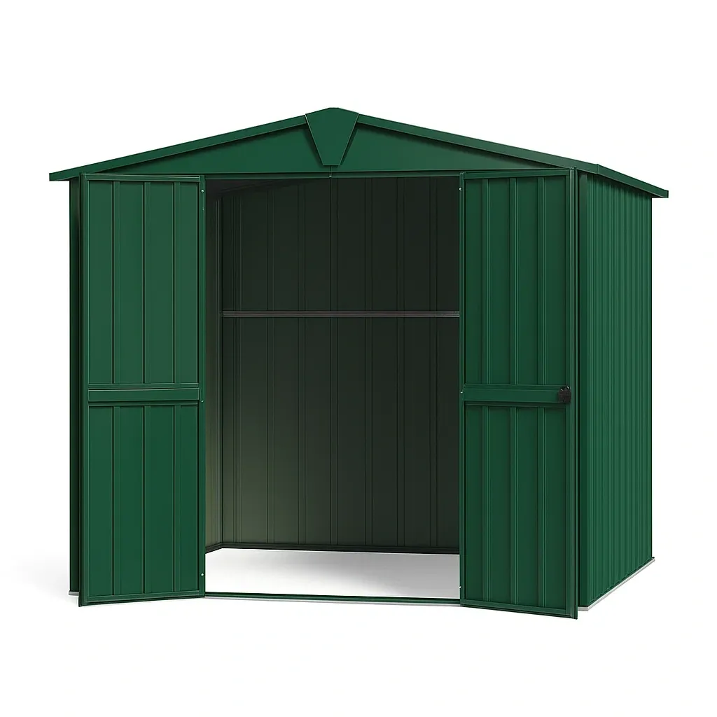 Abri de jardin en métal vert à double porte