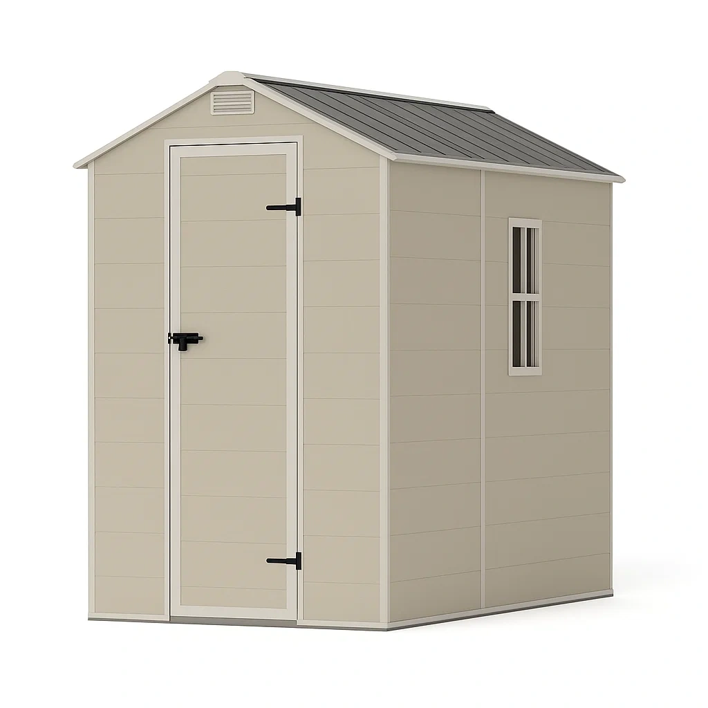 Abri de jardin en plastique beige 185×152×226 cm