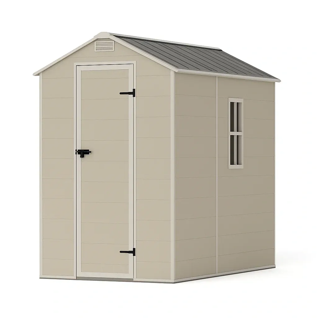 Abri de jardin en plastique beige 185×152×226 cm