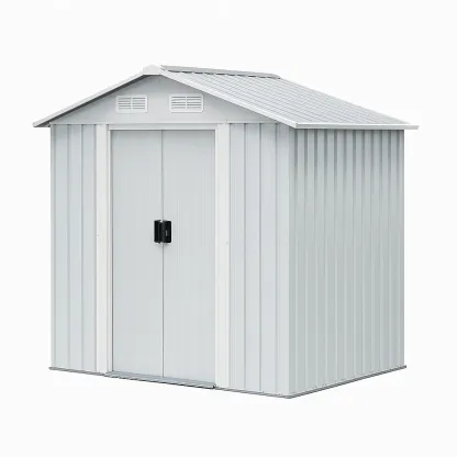 Abri de jardin en acier galvanisé gris 277×195×192 cm