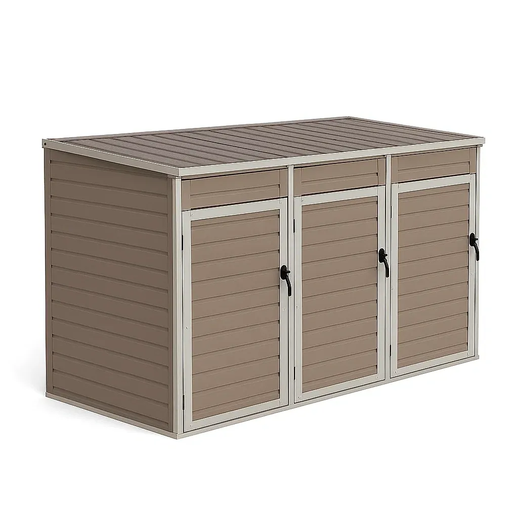 Abri poubelle en résine beige 153×83×100 cm