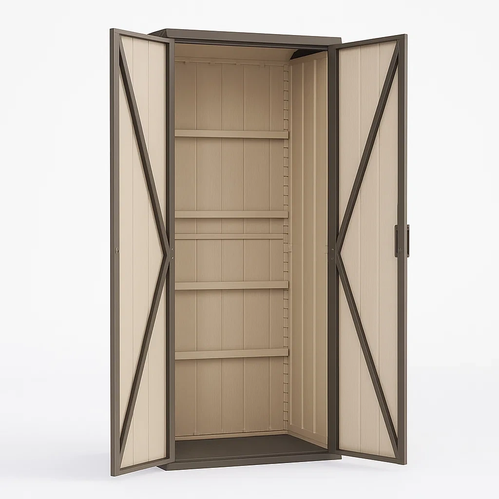 Armoire de rangement en résine beige/marron 182×80×50 cm