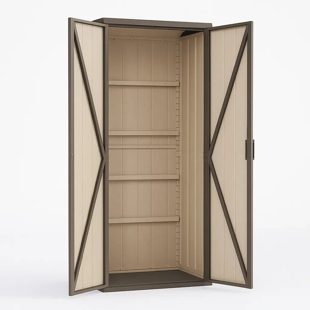 Armoire de rangement en résine beige/marron 182×80×50 cm
