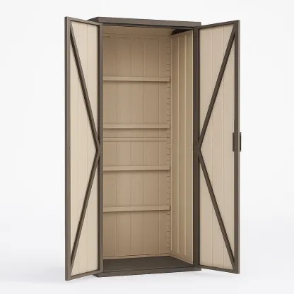 Armoire de rangement en résine beige/marron 182×80×50 cm