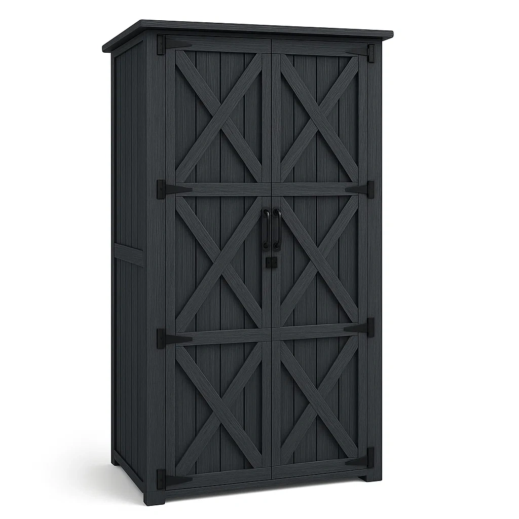 Armoire de rangement en résine gris foncé 180×100×50 cm