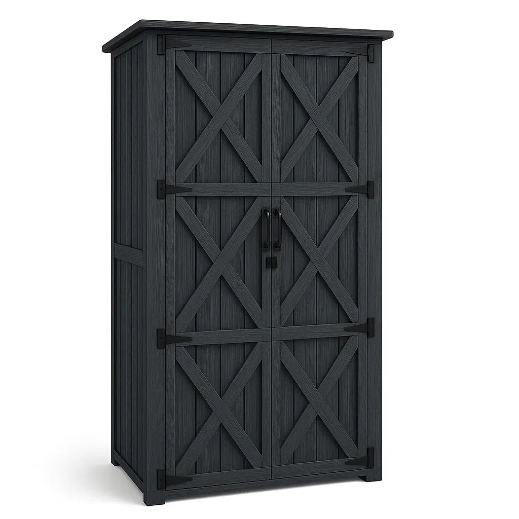 Armoire de rangement en résine gris foncé 180×100×50 cm