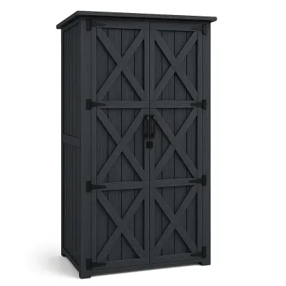 Armoire de rangement en résine gris foncé 180×100×50 cm