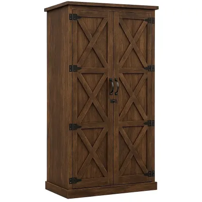 Armoire de rangement en bois MDF avec portes croisées marron