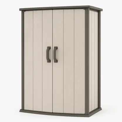 Armoire de rangement en résine beige et gris 80×47×177 cm