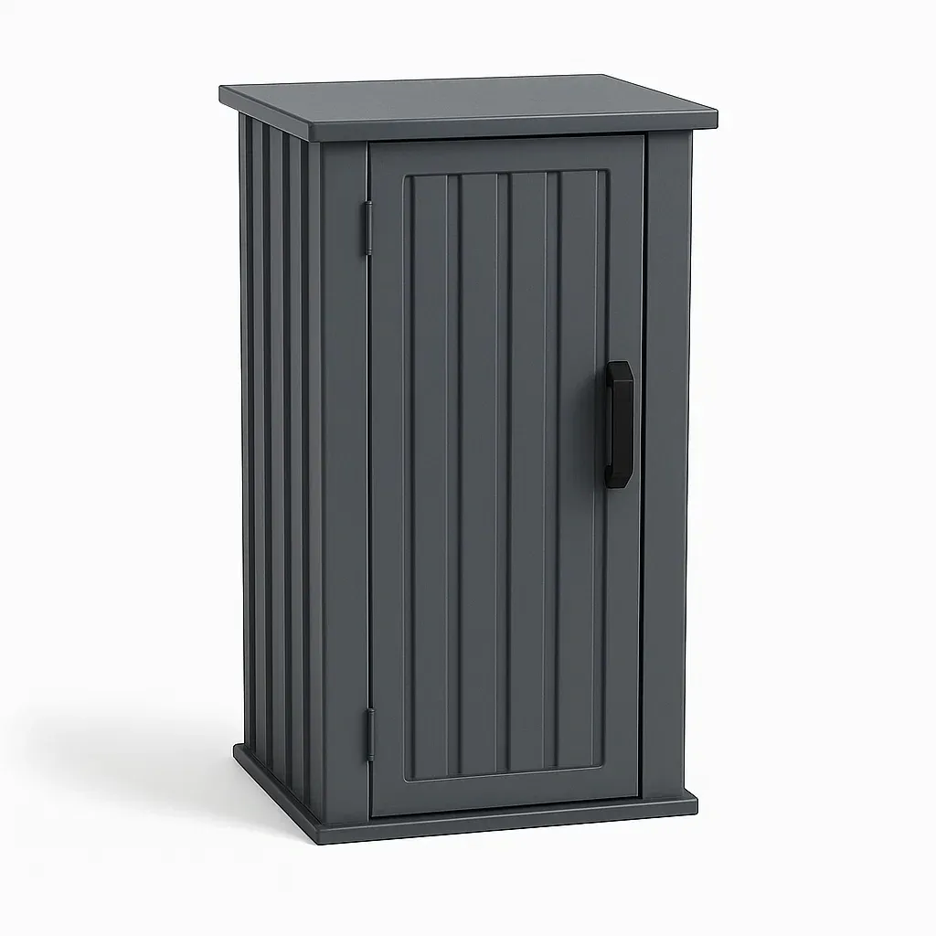 Armoire de rangement en plastique gris foncé pour extérieur
