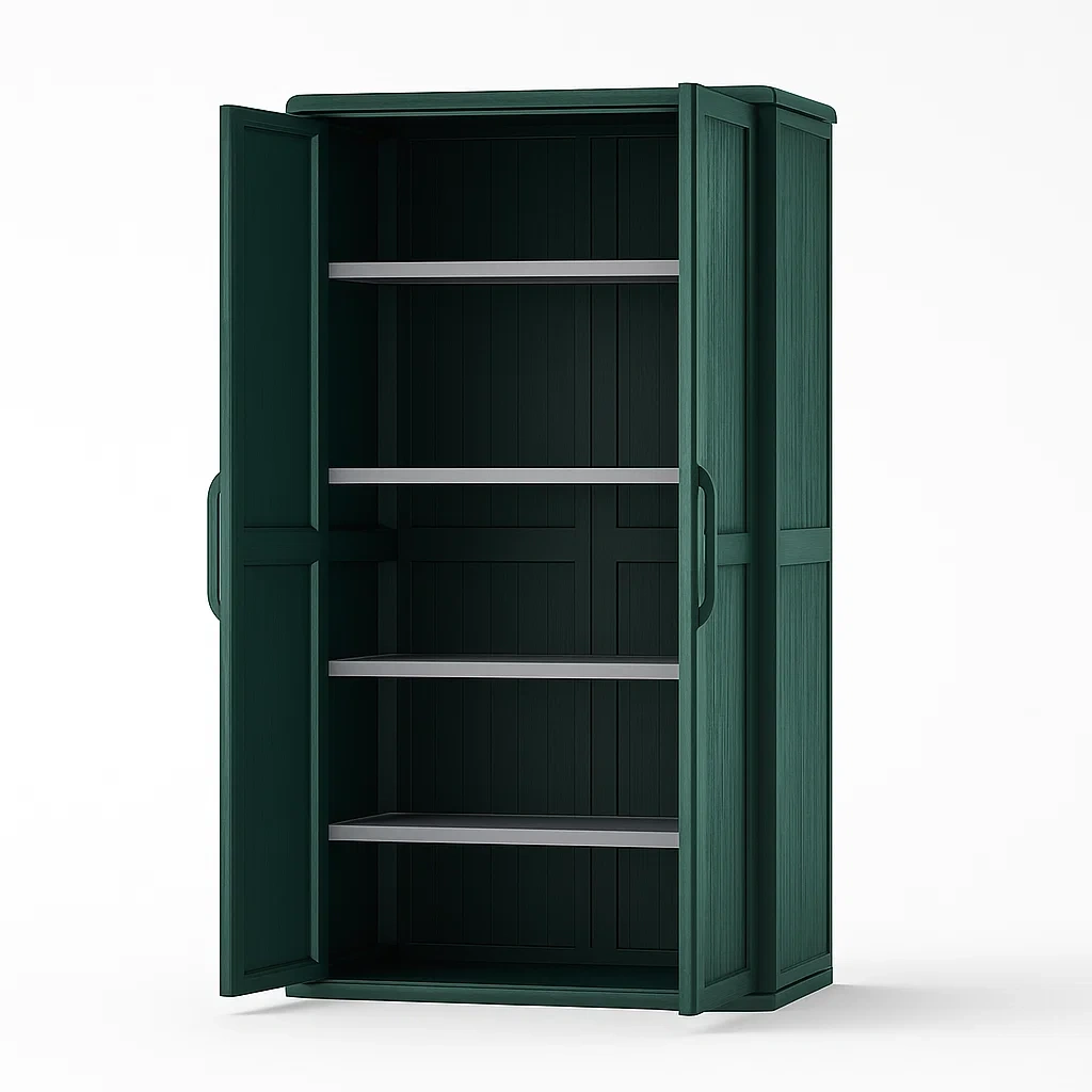 Armoire de rangement en bois vert avec étagères 180×90×45 cm
