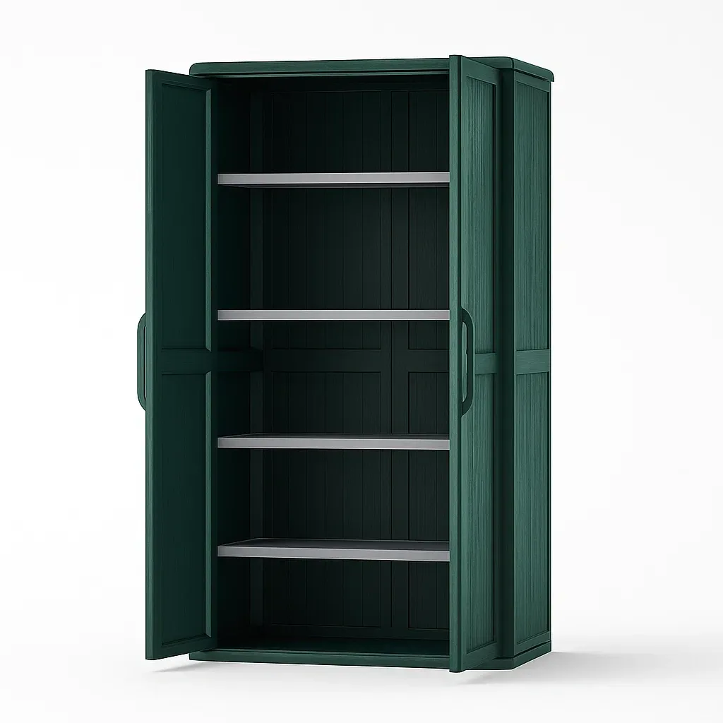 Armoire de rangement en bois vert avec étagères 180×90×45 cm