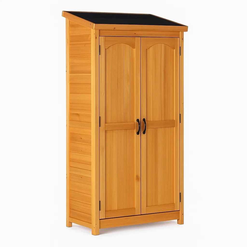 Armoire de rangement en bois massif avec toit traité 87×46×160 cm