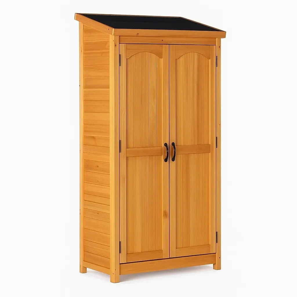 Armoire de rangement en bois massif avec toit traité 87×46×160 cm